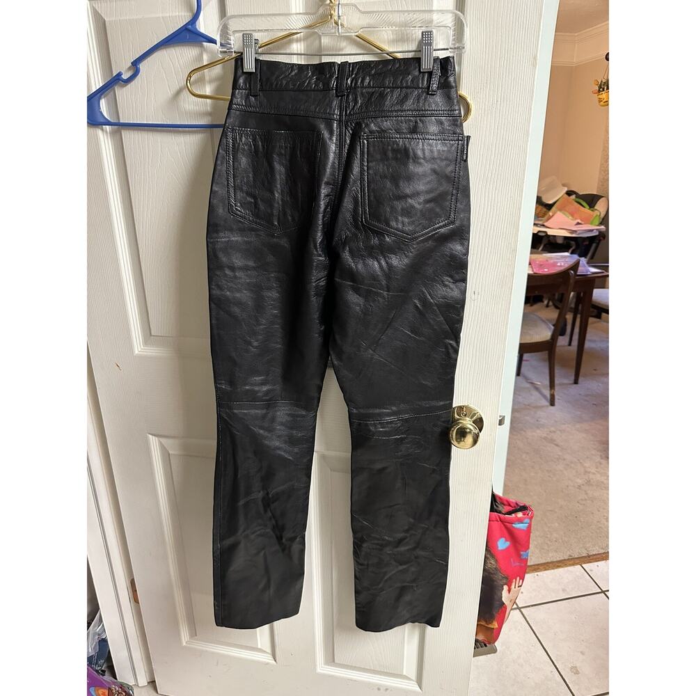 NWT Jamin BLACK LAMB LEATHER PANTS Leather Daddy Black 26x40 Small 4 Double Knee